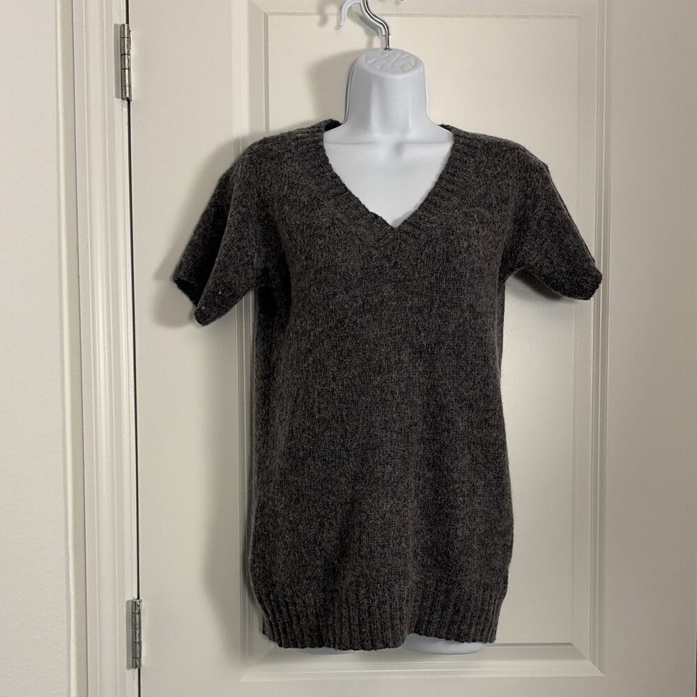 J.CREW Grey Wool Blend Cardigan Sweater V-Neck, Button-Up, Size Medium